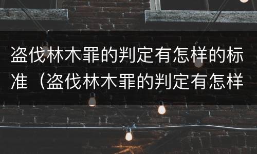 盗伐林木罪的判定有怎样的标准（盗伐林木罪的判定有怎样的标准呢）