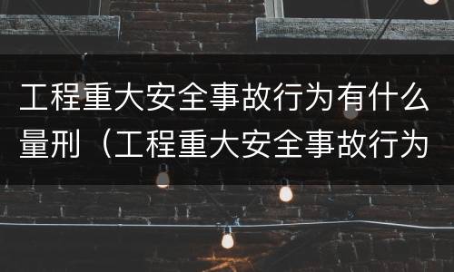 工程重大安全事故行为有什么量刑（工程重大安全事故行为有什么量刑规定）