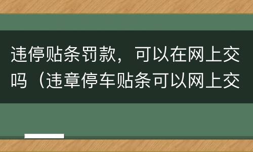 违停贴条罚款，可以在网上交吗（违章停车贴条可以网上交罚款吗）