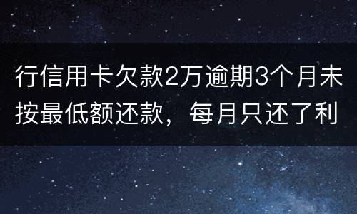 行信用卡欠款2万逾期3个月未按最低额还款，每月只还了利息，银行报案会怎样