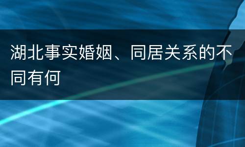 湖北事实婚姻、同居关系的不同有何