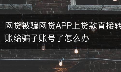 网贷被骗网贷APP上贷款直接转账给骗子账号了怎么办