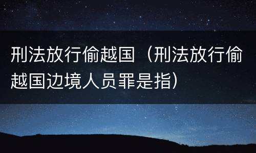 刑法放行偷越国（刑法放行偷越国边境人员罪是指）
