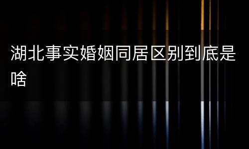 湖北事实婚姻同居区别到底是啥