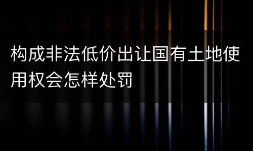 构成非法低价出让国有土地使用权会怎样处罚