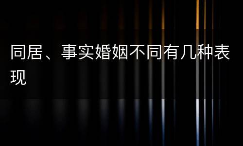 同居、事实婚姻不同有几种表现