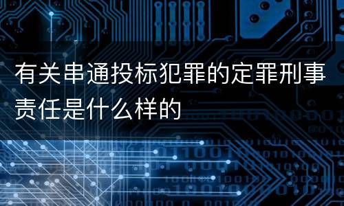 有关串通投标犯罪的定罪刑事责任是什么样的