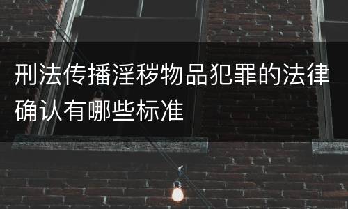 刑法传播淫秽物品犯罪的法律确认有哪些标准