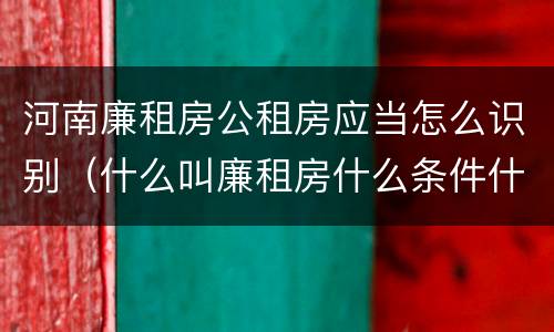河南廉租房公租房应当怎么识别（什么叫廉租房什么条件什么叫公租房）