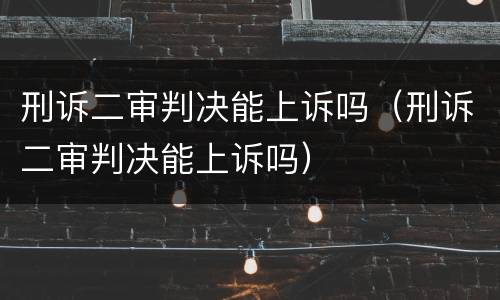 刑诉二审判决能上诉吗（刑诉二审判决能上诉吗）