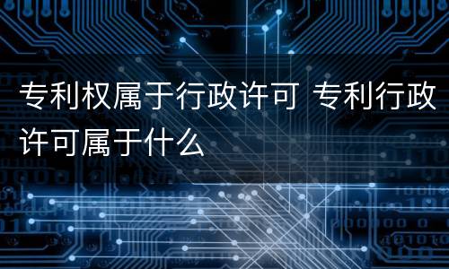 专利权属于行政许可 专利行政许可属于什么