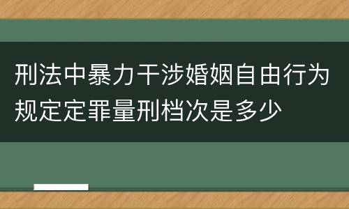 刑法中暴力干涉婚姻自由行为规定定罪量刑档次是多少