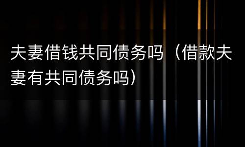 夫妻借钱共同债务吗（借款夫妻有共同债务吗）
