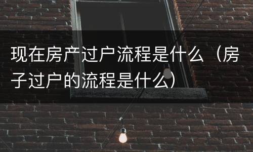 现在房产过户流程是什么（房子过户的流程是什么）