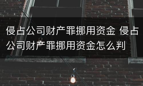 侵占公司财产罪挪用资金 侵占公司财产罪挪用资金怎么判
