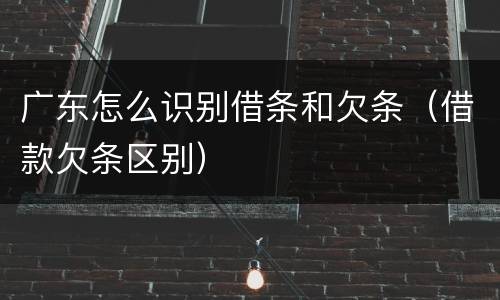 广东怎么识别借条和欠条（借款欠条区别）