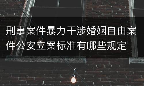 刑事案件暴力干涉婚姻自由案件公安立案标准有哪些规定