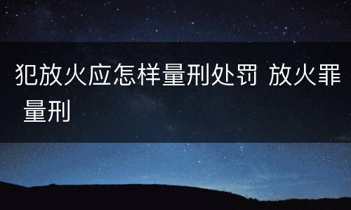 犯放火应怎样量刑处罚 放火罪 量刑