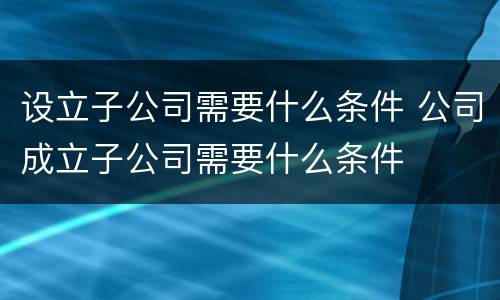 设立子公司需要什么条件 公司成立子公司需要什么条件