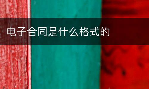 电子合同是什么格式的