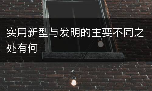 实用新型与发明的主要不同之处有何