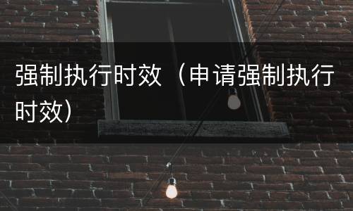 强制执行时效（申请强制执行时效）