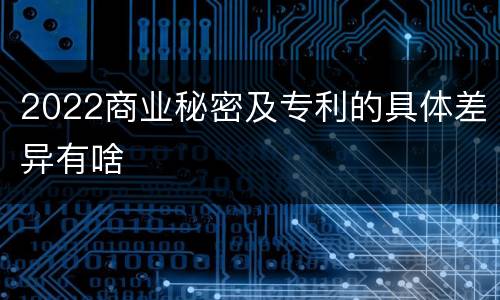 2022商业秘密及专利的具体差异有啥
