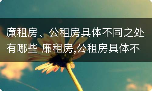 廉租房、公租房具体不同之处有哪些 廉租房,公租房具体不同之处有哪些区别