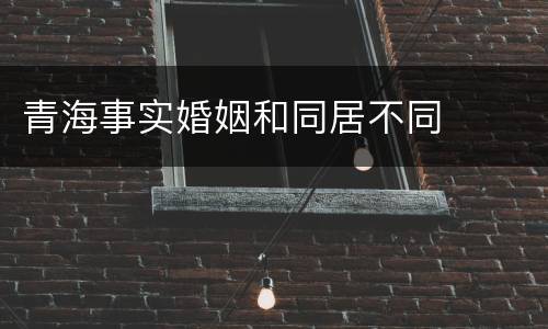 青海事实婚姻和同居不同