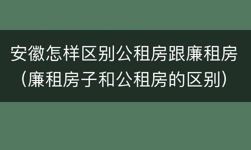 安徽怎样区别公租房跟廉租房（廉租房子和公租房的区别）