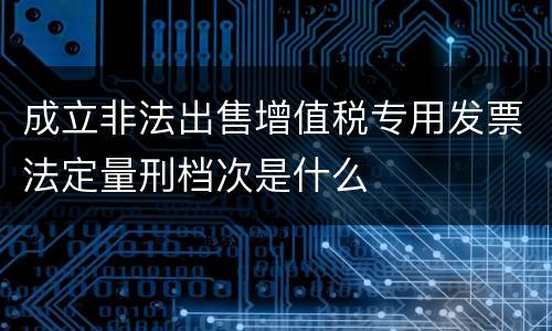 成立非法出售增值税专用发票法定量刑档次是什么