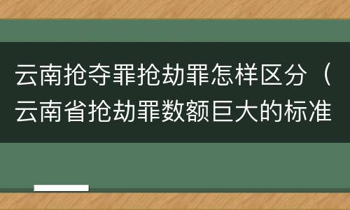 云南抢夺罪抢劫罪怎样区分（云南省抢劫罪数额巨大的标准）