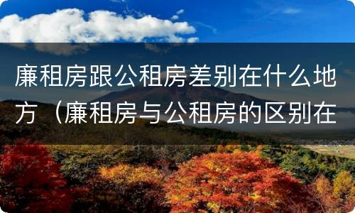 廉租房跟公租房差别在什么地方（廉租房与公租房的区别在哪里）
