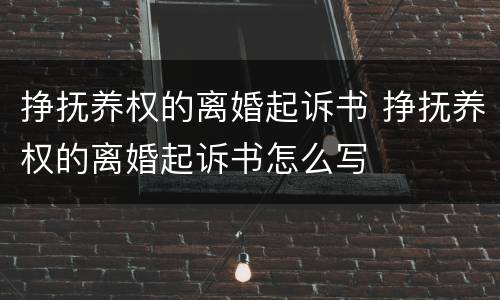 挣抚养权的离婚起诉书 挣抚养权的离婚起诉书怎么写