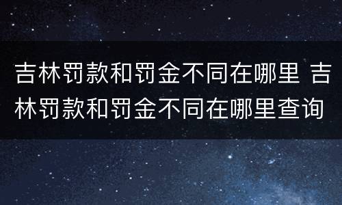 吉林罚款和罚金不同在哪里 吉林罚款和罚金不同在哪里查询