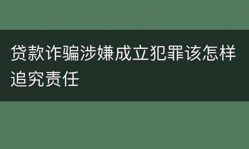 贷款诈骗涉嫌成立犯罪该怎样追究责任