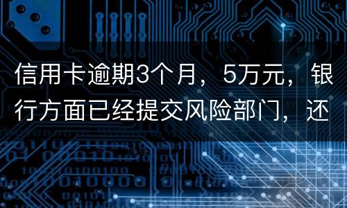 信用卡逾期3个月,5万元,银行方面已经提交风险部门,还不上什么办