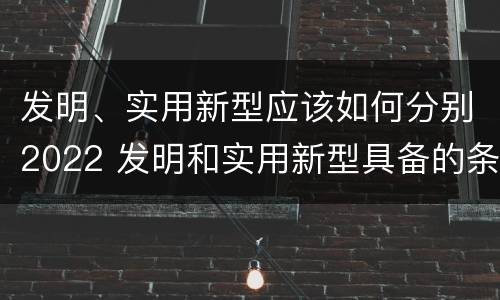 发明、实用新型应该如何分别2022 发明和实用新型具备的条件