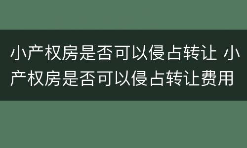 小产权房是否可以侵占转让 小产权房是否可以侵占转让费用