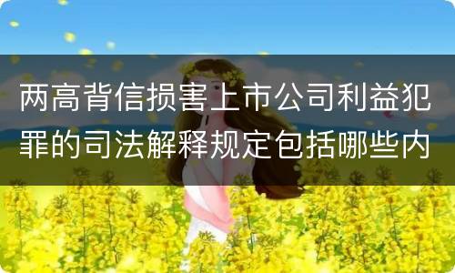 两高背信损害上市公司利益犯罪的司法解释规定包括哪些内容