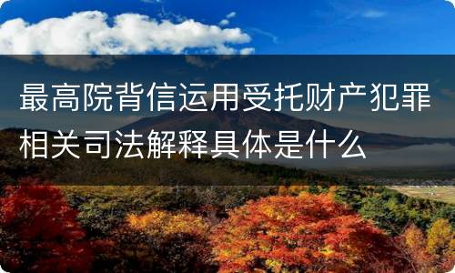 最高院背信运用受托财产犯罪相关司法解释具体是什么