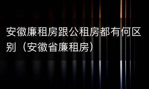 安徽廉租房跟公租房都有何区别（安徽省廉租房）