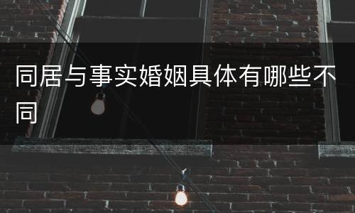 同居与事实婚姻具体有哪些不同