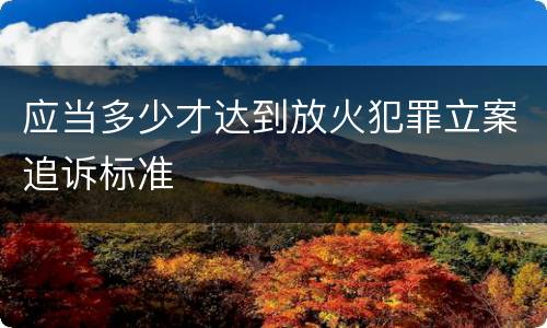 应当多少才达到放火犯罪立案追诉标准