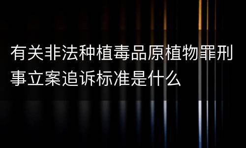 有关非法种植毒品原植物罪刑事立案追诉标准是什么