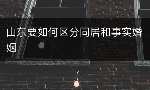 山东要如何区分同居和事实婚姻