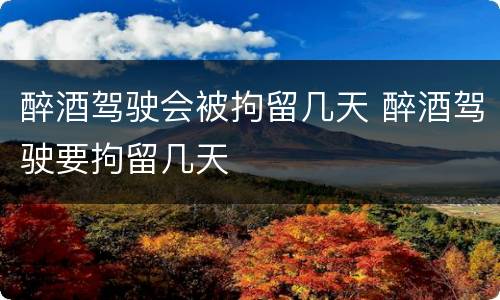 醉酒驾驶会被拘留几天 醉酒驾驶要拘留几天