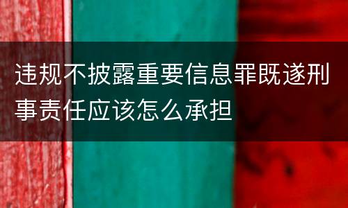 违规不披露重要信息罪既遂刑事责任应该怎么承担