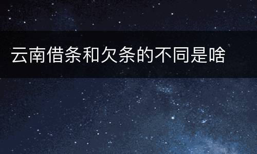 云南借条和欠条的不同是啥