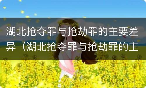 湖北抢夺罪与抢劫罪的主要差异（湖北抢夺罪与抢劫罪的主要差异是）